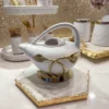 Inspire Me! Home Decor White And Gold Leaf Ornate Tea Pot 2 Inspire Me! Home Decor White And Gold Leaf Ornate Tea Pot