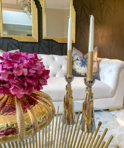 Inspire Me! Home Decor Set Of 2 Crumpled Leaf Candle Sticks