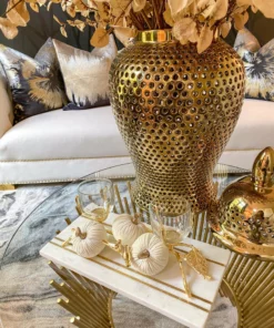 Inspire Me! Home Decor Gold Metal Branch Decorative Piece With Glass Tea-light Holder