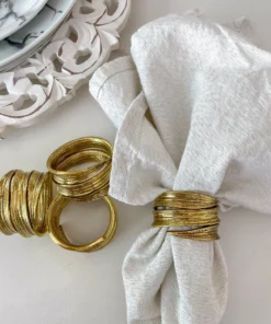 Inspire Me! Home Decor Gold Crumpled Leaf Napkin Rings (Set Of 4)