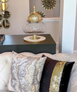 Inspire Me! Home Decor Oversized Round Apothecary Jar W/ Gold Hammered Lid