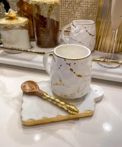 Inspire Me! Home Decor Gold Hammered Handle Wooden Tea Spoon (Set Of 4)