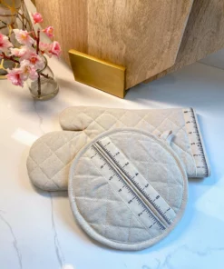 Inspire Me! Home Decor Natural Measuring Edge Oven Mit And Potholder Set KITCHEN