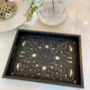 Inspire Me! Home Decor Black Wood Trays With Detailed Interior (Set Of 3)