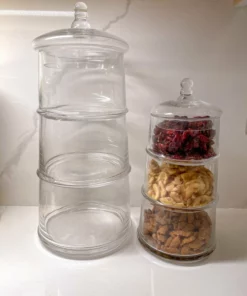 Inspire Me! Home Decor Three Section Clear Apothecary Jars With Lid (2 Sizes) KITCHEN