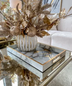 Inspire Me! Home Decor Marble Tray With Gold Edges And Metallic Marble Pattern (2 Sizes)