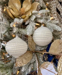 Inspire Me! Home Decor White And Silver Beaded 4" Ornament