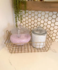 Inspire Me! Home Decor Gold Rectangular Wired Basket (3 Sizes)