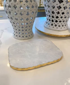 Inspire Me! Home Decor Metallic Trim Marble Trivet (2 Colors)