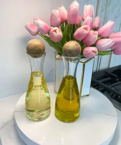 Inspire Me! Home Decor Glass Oil And Vinegar Dispensers With Wooden Stoppers (Set Of 2) KITCHEN