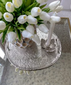 Inspire Me! Home Decor Silver Lotus Flower Candle Holder
