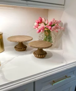 Inspire Me! Home Decor Round Beaded Wood Cake Stand (2 Sizes)