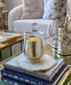 Inspire Me! Home Decor Metallic Gold And Silver Paloma Flower Scented Candle