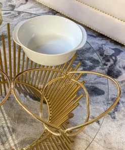 Inspire Me! Home Decor KITCHEN Round Porcelain Serve-ware With Metal Base