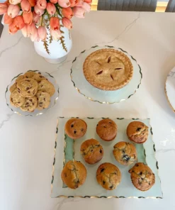 Inspire Me! Home Decor Stacked Glass Cake Stand With Textured Gold Rim (2 Sizes )