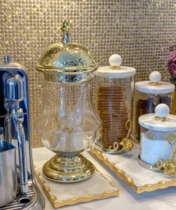 Inspire Me! Home Decor Gold Hammered Lid Apothecary Jar