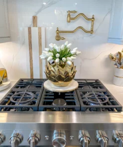 Inspire Me! Home Decor Large Shiny Gold Ceramic Petal Vase