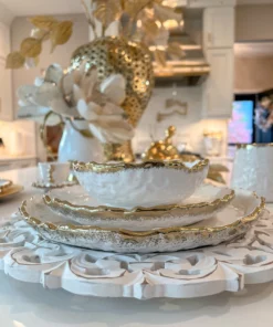 Inspire Me! Home Decor White And Gold Ombre Dinner Set