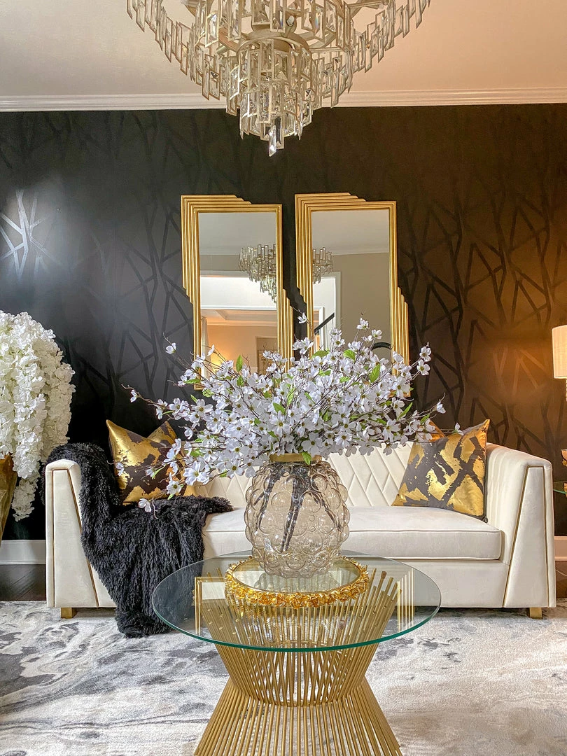 Inspire Me! Home Decor Round Glass Tray With Gold Floral Edge 6 Inspire Me! Home Decor Round Glass Tray With Gold Floral Edge