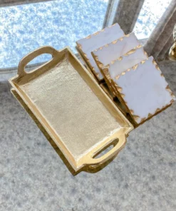 Inspire Me! Home Decor Marble Coasters W/ Gold Trim And Tray Set 18 Inspire Me! Home Decor Marble Coasters W/ Gold Trim And Tray Set