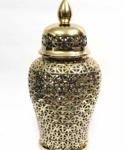 Inspire Me! Home Decor Ginger Jars Extra-Oversized Gold Pierced Patterned Floor Ginger Jar