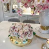 Inspire Me! Home Decor Large Gold Round Bowl Vase With White Jeweled Flower Details