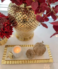 Inspire Me! Home Decor Long Marble Tray With Metal Ripple Edge (2 Colors)