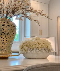 Inspire Me! Home Decor White Floral Ceramic Bowl