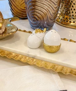 Inspire Me! Home Decor Gold And White Acorn Salt And Pepper Shakers