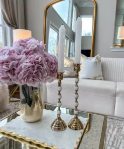 Inspire Me! Home Decor White And Gold Candleholders (2 Sizes)