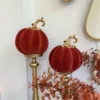 Inspire Me! Home Decor Burnt Orange Velvet Decorative Pumpkin With Gold Stem