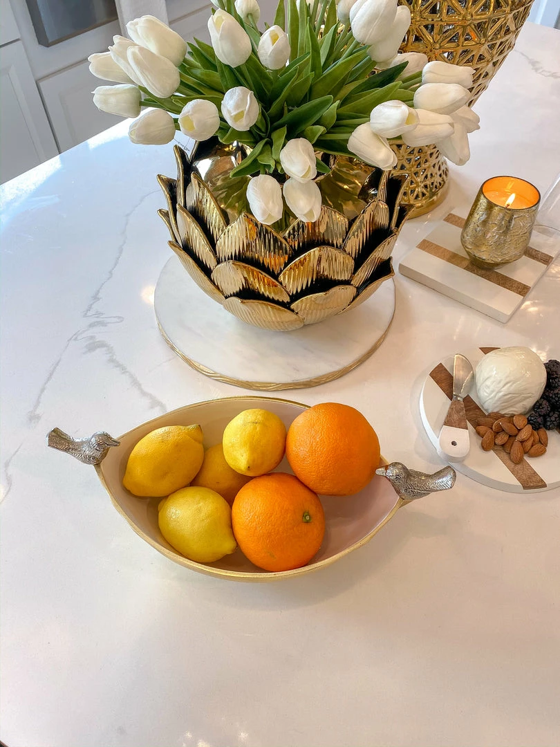 Inspire Me! Home Decor Gold Metal Bird Bowl With White Enameled 5 Inspire Me! Home Decor Gold Metal Bird Bowl With White Enameled