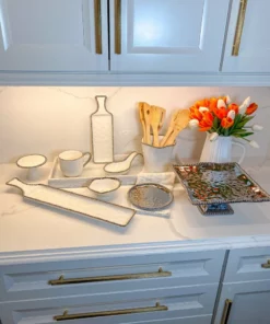 Inspire Me! Home Decor Long Silver And White Beaded Tray 11 Inspire Me! Home Decor Long Silver And White Beaded Tray