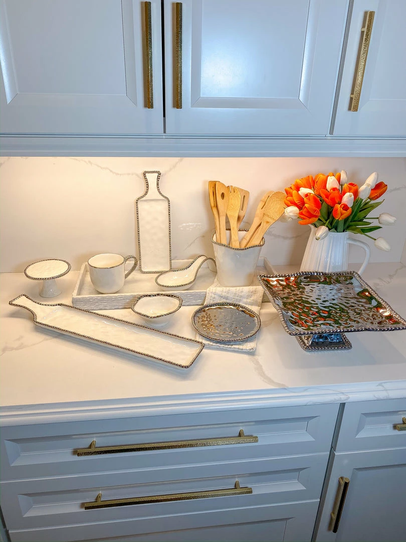 Inspire Me! Home Decor Long Silver And White Beaded Tray 6 Inspire Me! Home Decor Long Silver And White Beaded Tray