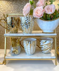 Inspire Me! Home Decor Set Of 4 - 19 Oz Gold Metallic Pattern Print Mugs 13 Inspire Me! Home Decor Set Of 4 - 19 Oz Gold Metallic Pattern Print Mugs