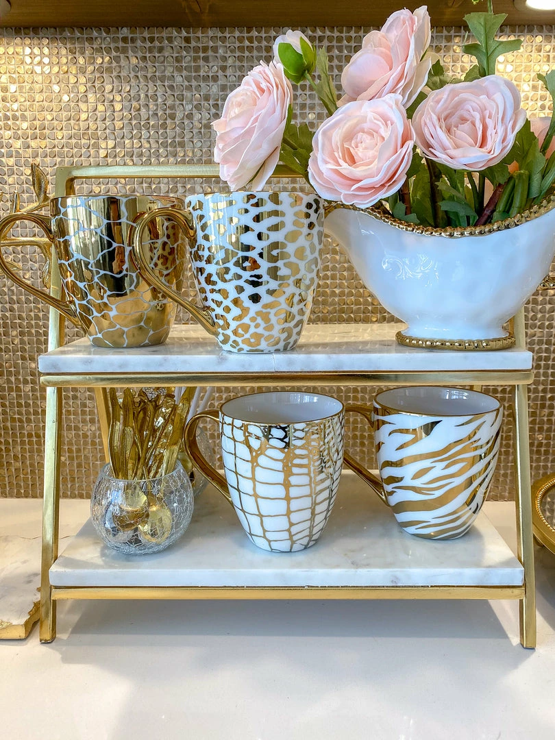 Inspire Me! Home Decor Set Of 4 - 19 Oz Gold Metallic Pattern Print Mugs 7 Inspire Me! Home Decor Set Of 4 - 19 Oz Gold Metallic Pattern Print Mugs