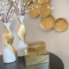 Inspire Me! Home Decor Mirror Gold Geometric Pattern Boxes (Set Of 2)