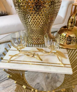 Inspire Me! Home Decor Gold Metal Branch Decorative Piece With Glass Tea-light Holder