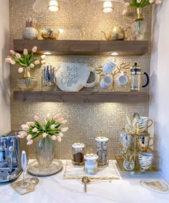 Inspire Me! Home Decor Marble And Gold Metal Leaf Branch Canisters- With Metal Rim (3 Sizes)