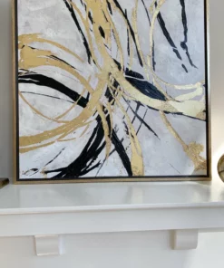 Inspire Me! Home Decor Metallic Gold And Black Abstract Wall Art