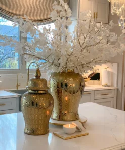 Inspire Me! Home Decor Large Gold Patterned Ginger Jar