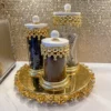 Inspire Me! Home Decor Gold Beaded Canisters W/ Marble Lid (3 Sizes)