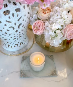 Inspire Me! Home Decor Glass Tray W/ Silver Corner Details And Swarovski Crystals 8 Inspire Me! Home Decor Glass Tray W/ Silver Corner Details And Swarovski Crystals