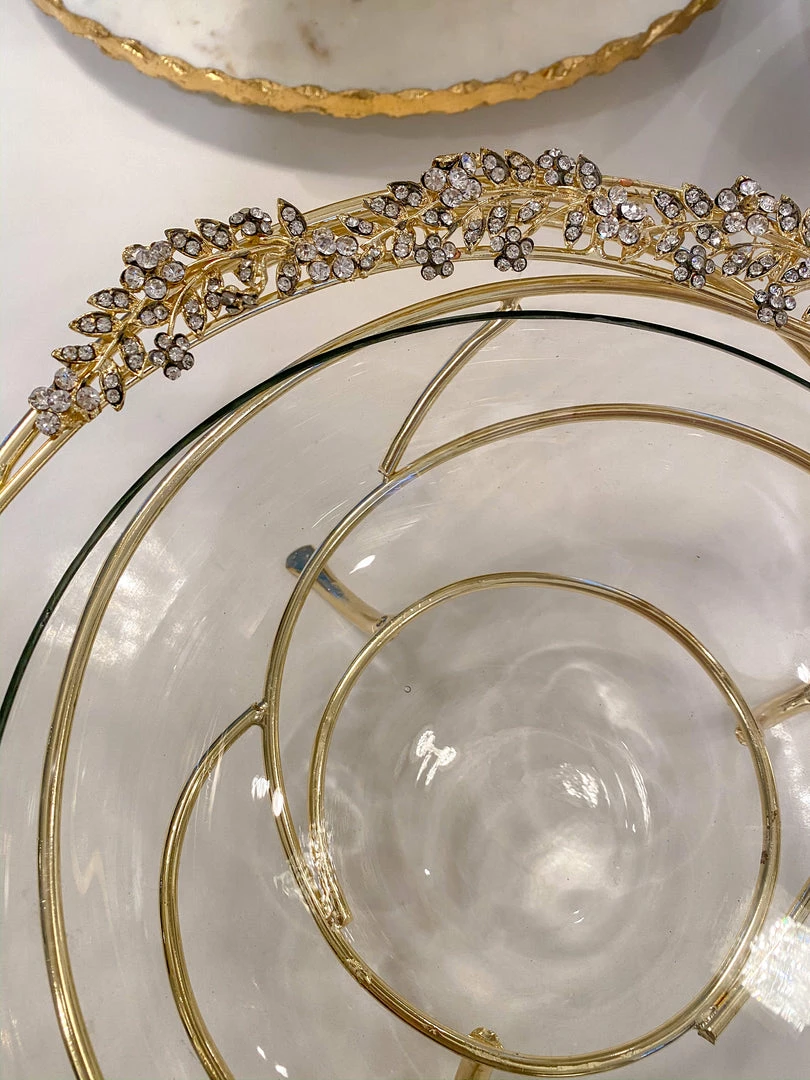 Inspire Me! Home Decor Jeweled Edge Bowl With Glass Insert (2 Colors) 4 Inspire Me! Home Decor Jeweled Edge Bowl With Glass Insert (2 Colors)