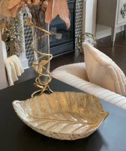 Inspire Me! Home Decor Glass And Metal Spiral Leaf Vase - Gold