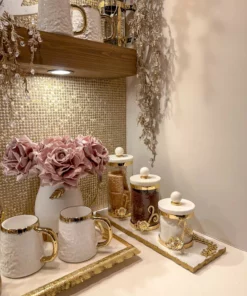 Inspire Me! Home Decor Glass Canister With Gold Detail And Marble Lid (3 Sizes)