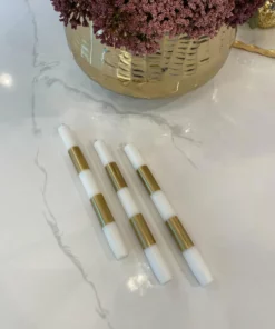 Inspire Me! Home Decor Gold Band Taper Candles (Set Of 6)