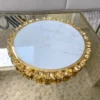 Inspire Me! Home Decor Round Marble Tray With Gold Floral Edge