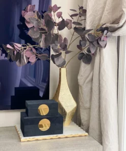 Inspire Me! Home Decor Set Of 2 Velvet Black Boxes With Gold Circle 14 Inspire Me! Home Decor Set Of 2 Velvet Black Boxes With Gold Circle