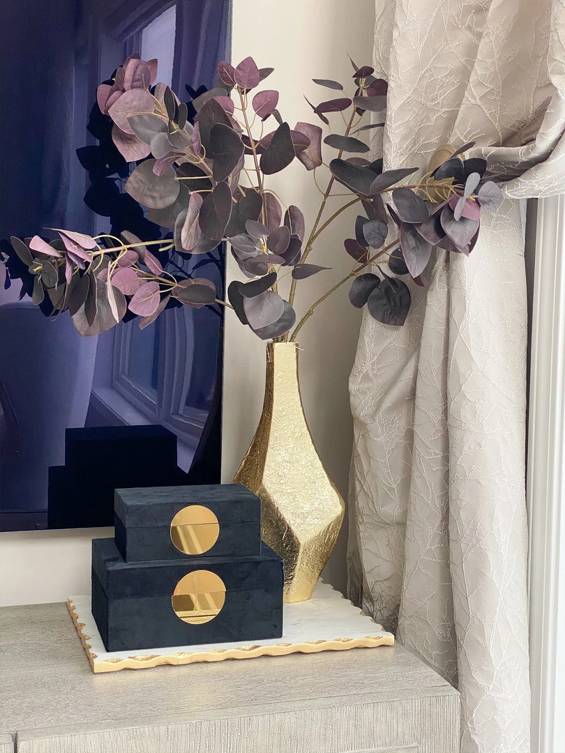 Inspire Me! Home Decor Set Of 2 Velvet Black Boxes With Gold Circle 8 Inspire Me! Home Decor Set Of 2 Velvet Black Boxes With Gold Circle